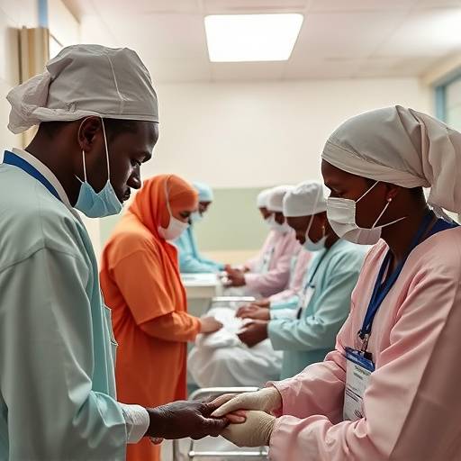 Foto di un ospedale in Sudan con personale medico