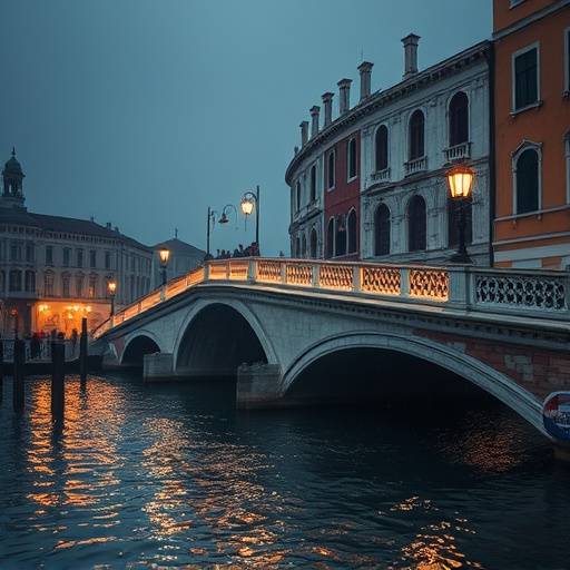 Il ponte di Rialto a Venezia sotto la pioggia