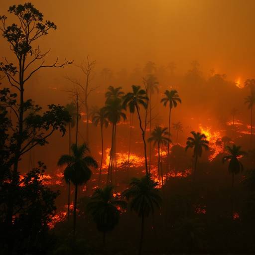 Immagine di una foresta pluviale in Amazzonia devastata dal fuoco