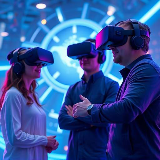 Un gruppo di persone che lavora insieme su un progetto di realt&agrave; virtuale