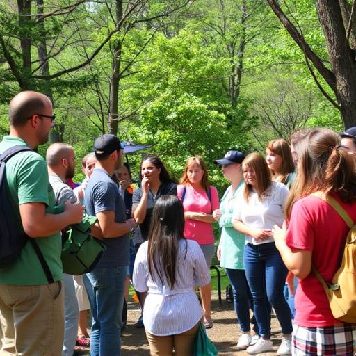 Un gruppo di persone che partecipano a un evento di sensibilizzazione sull'ambiente