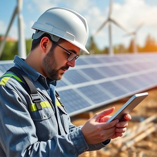 Un ingegnere che lavora su un progetto di energia rinnovabile